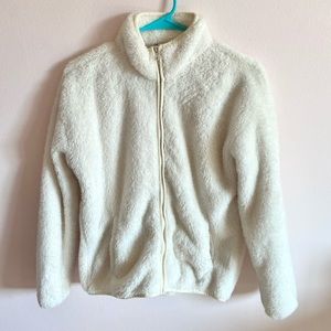 White fleece zip up jacket forever 21